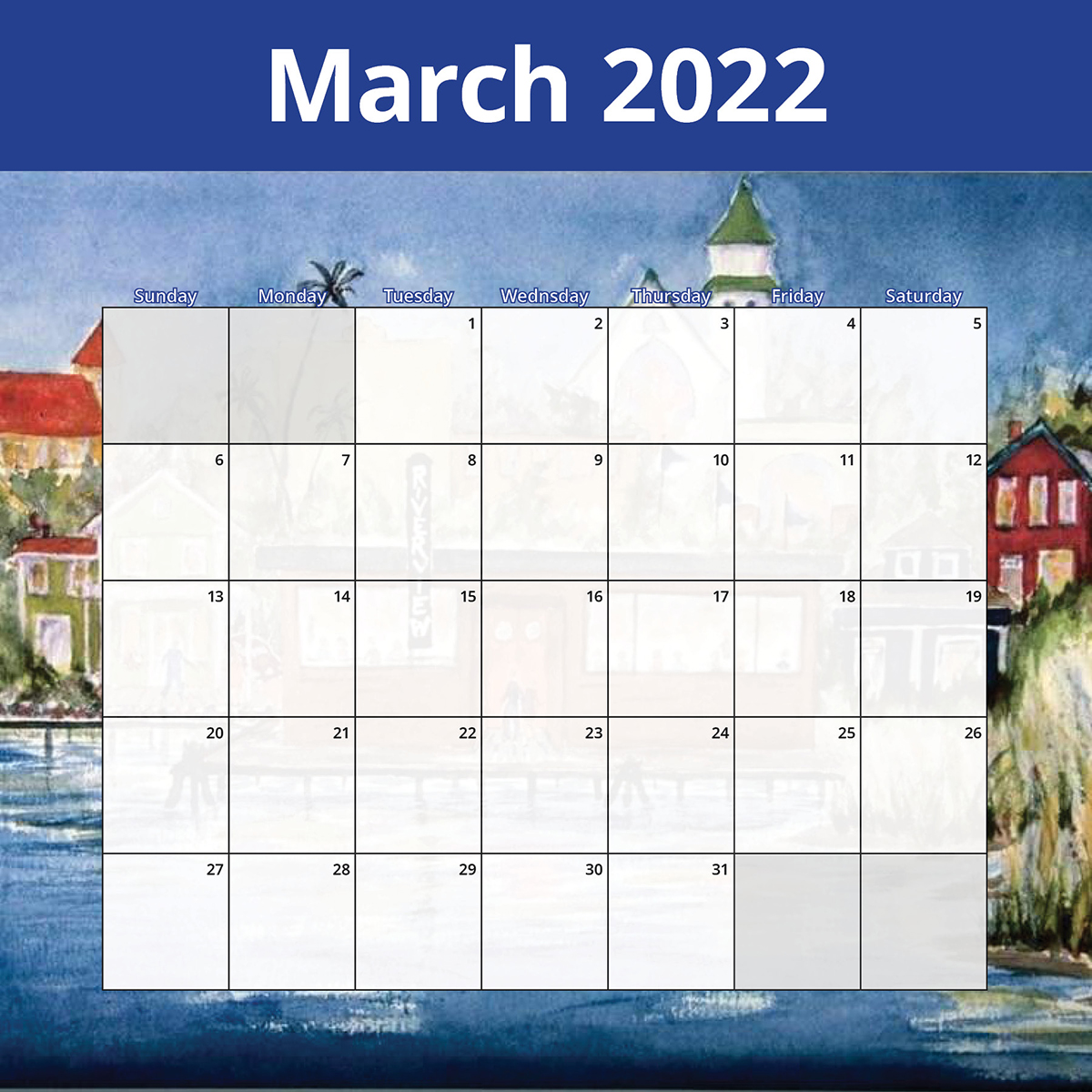 The Sesquicentennial Calendar bottom spread for March 2022